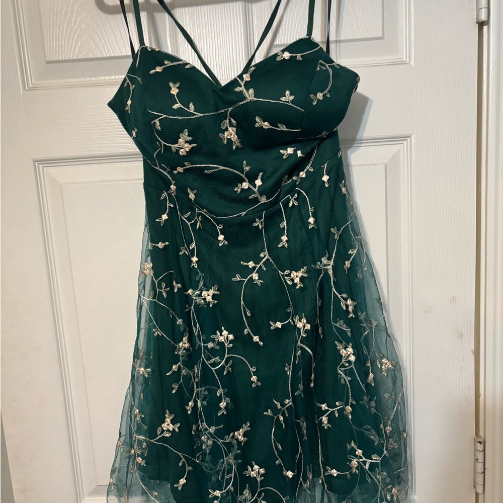 Green Floral Embroidered Dress